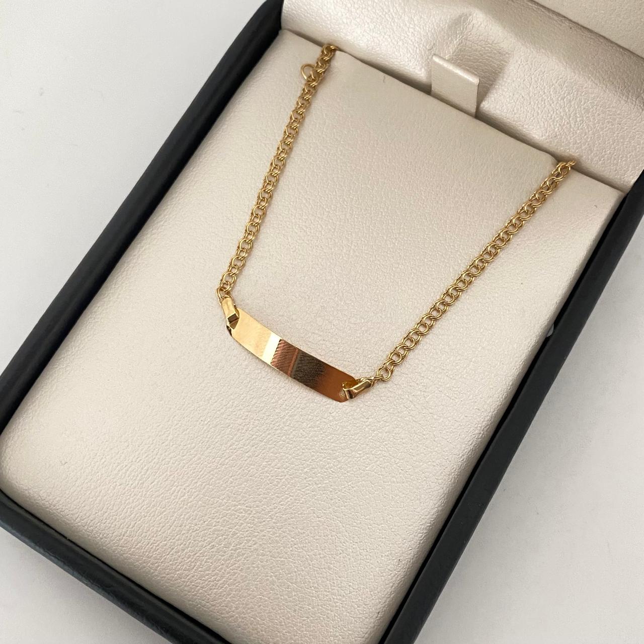 Pulso bebé aro seguido placa rectangular Oro amarillo 18k 1,15 Gr / 15 Cm  Broche 0,15